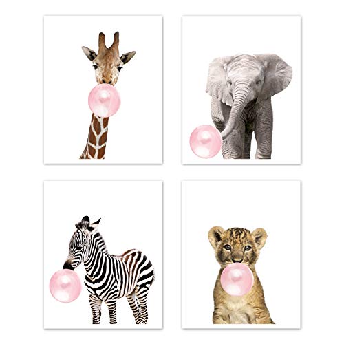 Sweet Jojo Designs Safari Jungle Animal Wall Art Prints Room Decor for  Baby, Nursery, and Kids -