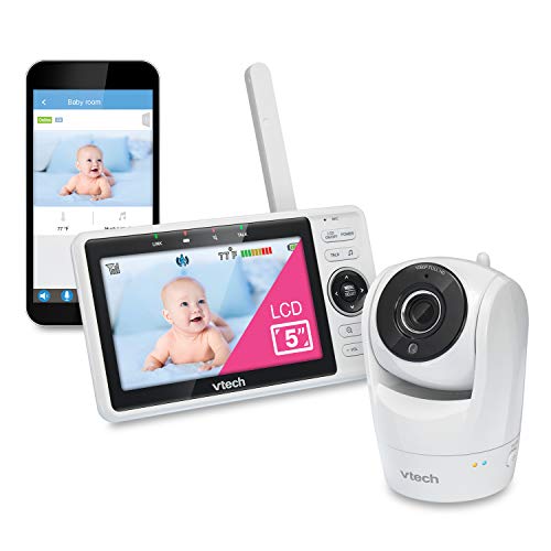 VTech VM901 WiFi Video Baby Monitor with Free Live Remote Access, 1080p Full HD Camera, 5" Screen, Pan Tilt Zoom, HD Night