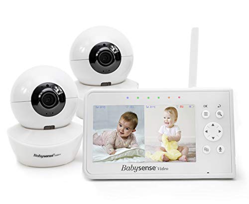 BabySense Baby Monitor, Babysense 4.3" Split Screen, Video Baby Monitor with Two Cameras and Audio, Remote PTZ, 960ft Range (Open