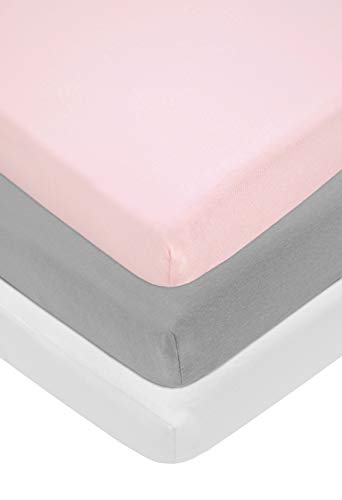 American Baby Company 100% Natural Cotton Jersey Knit Fitted Bassinet Sheet,Â Pink/Gray/White, (Pack of 3)