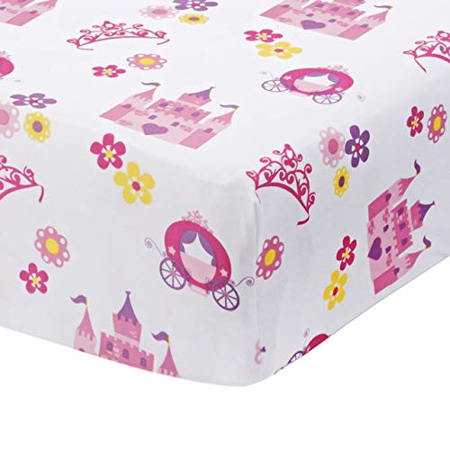 EVERYDAY KIDS Baby Girl Fitted Crib Sheet Princess Storyland, 100% Soft Microfiber, Breathable and Hypoallergenic Baby Sheet,
