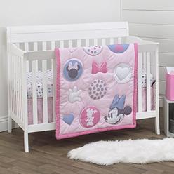 Disney Minnie Mouse Pretty in Pink 3 Piece Nursery Crib Bedding Set, Pink, Grey, Rose