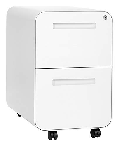 Laura Davidson Furniture Stockpile 2-Drawer Modern Mobile File Cabinet, Commercial-Grade (White)