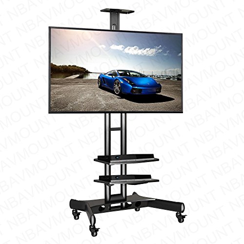 North Bayou NORTHBAYOU CA55 Multi-Functional Mobile TV Cart for 32" - 65" LED LCD Flat Panel Screen TVs up to 100 lbs (32" to 65")