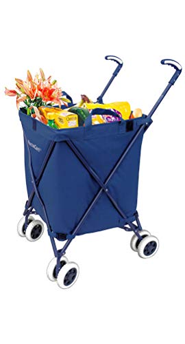 VersaCart Transit Original Folding Shopping and Utility Cart, Water-Resistant Heavy-Duty Canvas with Cover, Double Front