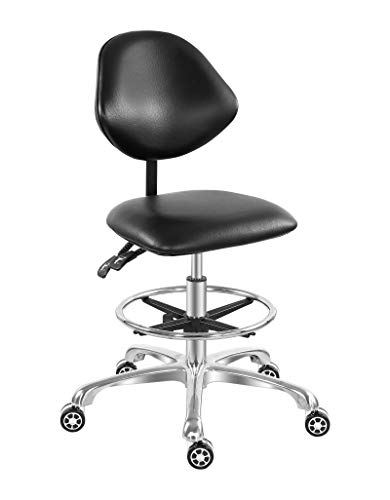 Antlu Drafting Chair Adjustable Rolling Stool for Studio Shop Salon Pedicure Work with Wheels and Backrest,Tall Office Comfortable