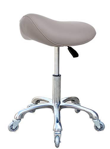 FRNIAMC Professional Saddle Stool with Wheels Ergonomic Swivel Rolling Height Adjustable for Clinic Dentist Beauty Salon
