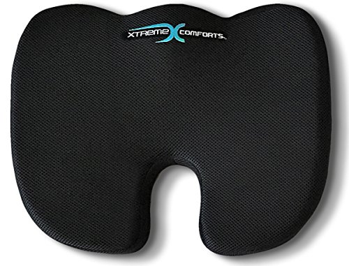 Xtreme Comforts Coccyx Orthopedic Memory Foam Seat Cushion - Helps with Sciatica Back Pain - Perfect for Your Office Chair and Sitting on The