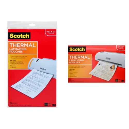 Scotch Thermal Laminating Pouches, 8.9 x 14.4-Inches, Legal Size, 20-Pack (TP3855-20) and Scotch Thermal Laminating Pouches,