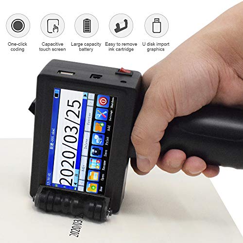 TOAUTO Portable Intelligent Upgraded Handheld Inkjet Printer HP-003 with 3.7 Inch LED Touch Screen Quick-Drying Inkjet Coding