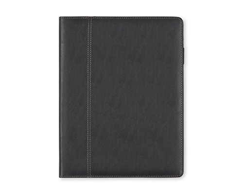 Blue Sky Professional Padfolio, 9.5" x 12", Black Leather-Like Textured Cover, Paper Notepad Included