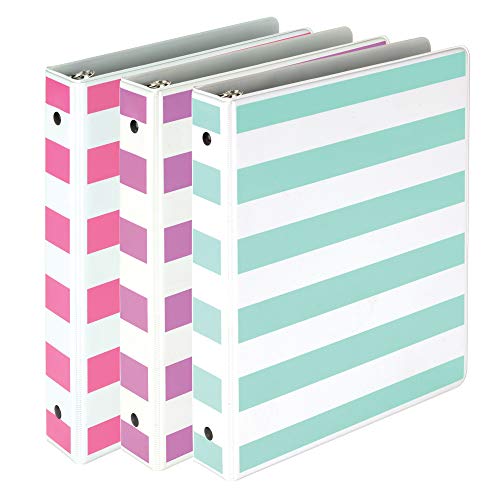 Samsill Fashion Mini 3 Ring Binders 1 Inch / 7.5" x 9.1" Fits 8.5" x 5.5" Paper and Sheet Protectors/Cute Binders Assorted