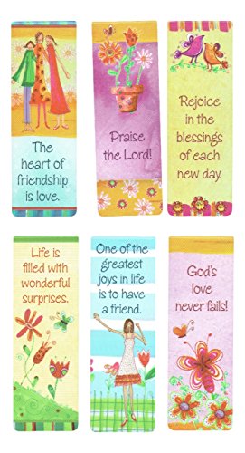 Christian Art Gifts Set of 6 Love Joy and Friendship Inspirational Magnetic Bible Verse Bookmark with Scripture, Size Small