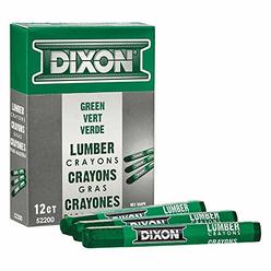 Dixon Ticonderoga DIXON Industrial Lumber Marking Crayons, 4.5" x 1/2" Hex, Green, 12-Pack (52200)