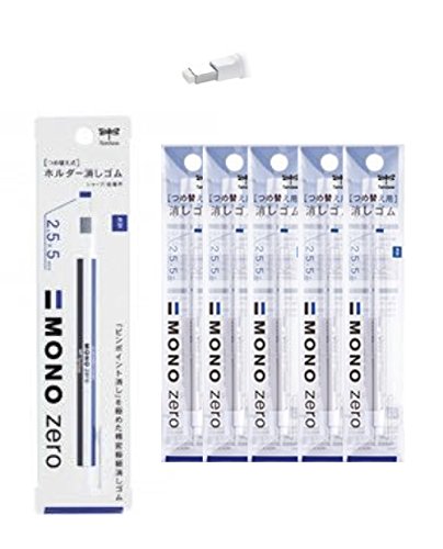 Tombow Mono Zero Pen-Style Eraser (1 Pen-Eraser & 10 Refills, 2.5mm Rectangle tip)