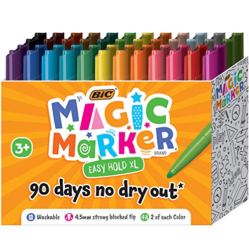 BIC Easy Hold XL Magic Marker, Assorted Colors, 48-Count