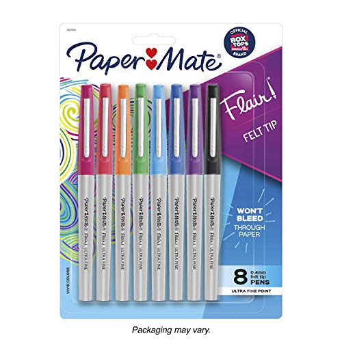 Paper-Mate Paper Mate Flair Felt Tip Pens, Ultra Fine Point (0.4mm), Assorted Colors, 8 Count