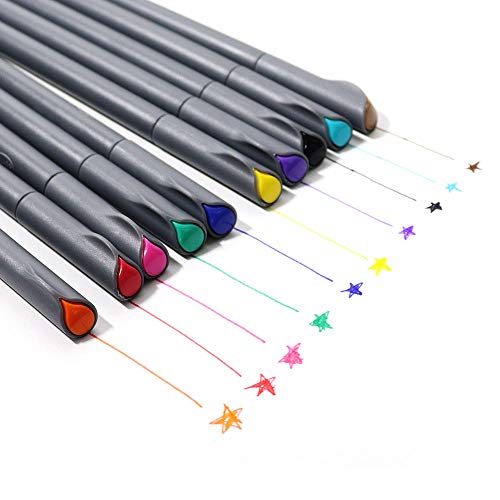 SIPA FBA_SIPA-SR153 Fineliner Color Pen Set 0.38mm Fiber Nibs Colored Fine  Line Point Assorted Colors, Pack of 10