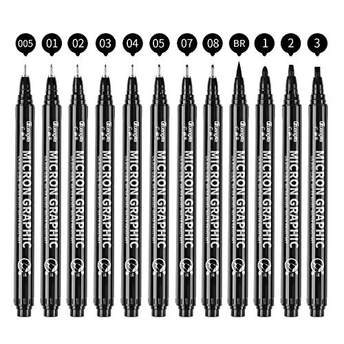 Guangna Black Micro-Pen Fineliner Ink Pens,Waterproof Archival Ink Fine Point Micro Drawing Pens for Art Watercolor,
