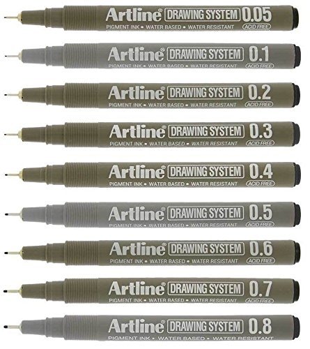 7J1ZCZ5 Artline Black Drawing Pens Technical Fineliners - Premium
