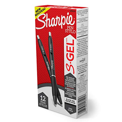 2096145 Sharpie S-Gel, Gel Pens, Fine Point (0.5mm), Black Ink Gel Pen, 12  Count