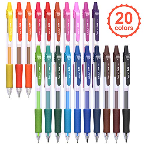TWBRVFD Colored Gel Pens, Lineon 20 Colors Retractable Gel Ink Pens with  Grip, Medium Point(0.7mm) Smooth Writing Pens Perfect for