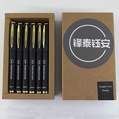 Fengtaiyuan 038P18, Ultra Fine 0.38mm, Gel Ink Rollerball Pens, Black Ink, Writing Smooth, Business Pens, 18 Pack