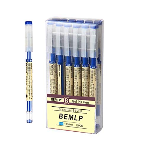 BEMLP 8LL6PZK Gel Ink Pen Extra Fine Point Pens Ballpoint Pen 0.35mm Blue  For Japanese Office School Stationery Supply 12 Packs