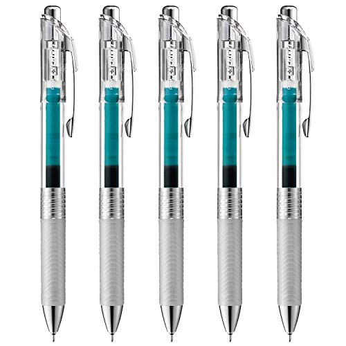 Pentel Energel Infree Gel Ink Ballpoint Pen 0.5mm, Needle Tip, Turquoise blue Ink, 5 pen set(Japan Import)