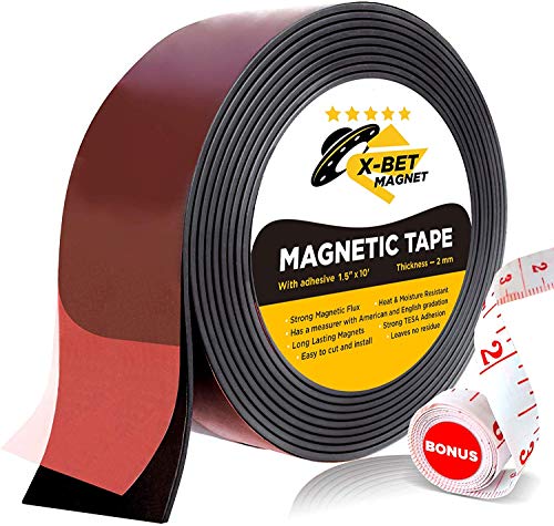 X-bet MAGNET DNRJQ81 Flexible Magnetic Tape - Wide 1.5 Inch x 10 Feet  Magnetic Strip with Strong Self Adhesive - Premium Magnetic Roll for DIY and