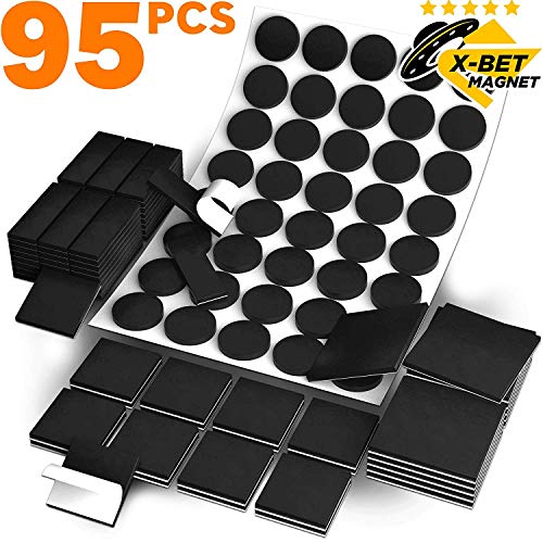 X-bet MAGNET H3XWH9J 95 Magnetic Squares, Rectangles and Circles with Self  Adhesive Backing - Peel & Stick Magnetic Dots and Squares - Flexible