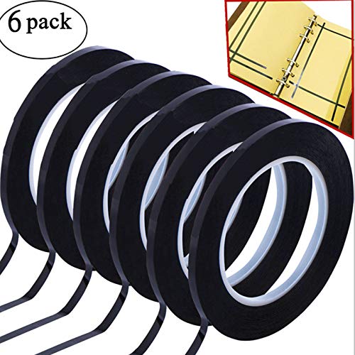 GoProver 6 Pack 3mm 1/8 inch Lightning Width Graphic Tape Whiteboard Tape Self Adhesive Chart Line Tape Grid Marking Tapes
