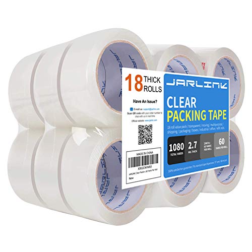 18 Rolls Packing Tape - 1.88" X 60 Yards Each, 2.0 Mil Thick Total 1080 Yards For Shipping & Moving