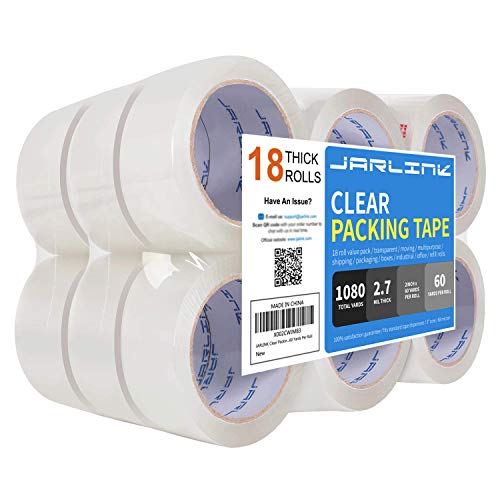 JARLINK Clear Packing Tape (18 Rolls), Heavy Duty Packaging Tape for  Packaging Moving Sealing, 2.7mil Thick, 1.88