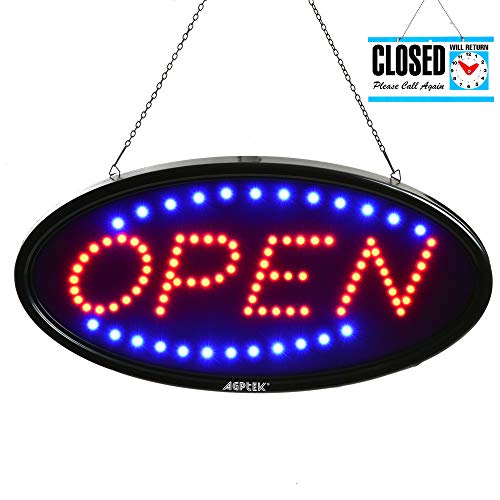 AGPtek LED Open Sign, AGPtek 19x10inch LED Business Open Sign Advertisement Board Electric Display Sign, Two Modes Flashing & Steady