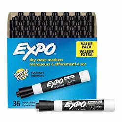 expo low odor dry erase markers, chisel tip, black, 36 count