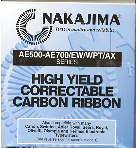 Nakajima Hi Yield Correctable black film Typewriter Ribbon Cartridge. For Nakajima and other typewriter brands.