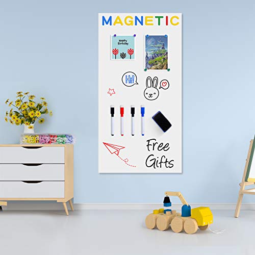 Board2by Magnetic Whiteboard Contact Paper, 40 x 17.3 Inch Self Adhesive  Dry Erase Sticker for Wall, Removable White Board