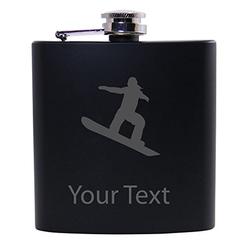 CustomGiftsNow personalized custom snowboarder, snowboarding black stainless steel hip customizable flask