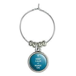 Graphics and More Wine Glass Charm Drink Marker Keep Calm and H-O - Nurse On - Keep Calm and