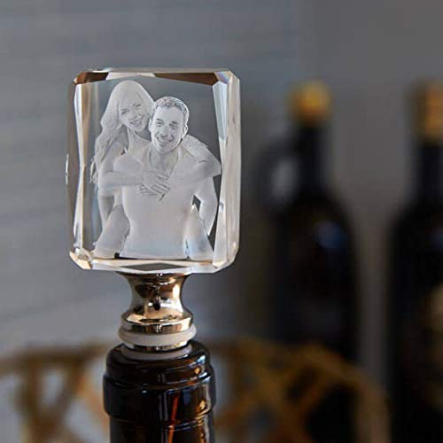 3D innovation 3D Crystal Photo Wine Stopper - 3D Crystal Picture Engraved, Personalized & Custom, Memorable Gift, and Keepsake