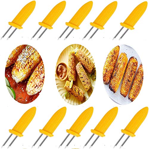 GBSTORE 10 Pcs Corn Holders Stainless Steel Corn on The Cob Holders Skewers for Outdoor BBQ Cooking
