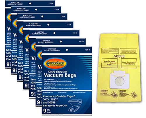 EnviroCare Replacement Vacuum Bags for Kenmore Canister Type C or Q 50555, 50558, 50557 and Panasonic Type C-5 63 Bags
