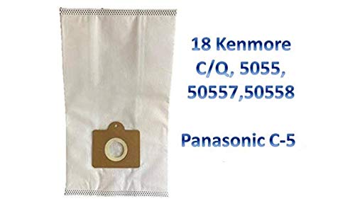 Vac 18 Replacement Bags for Sears Kenmore Type C Canister Vacuum Bags 5055, 50557 and 50558 Hepa Cloth Bags Panasonic C-5