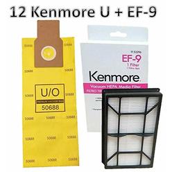 Casa Vacuums Replacement Kit for Kenmore Elite 31150 BU1018. 12 Style U Allergen Bags 50688 + 1 Sears Kenmore EF-9 Filter