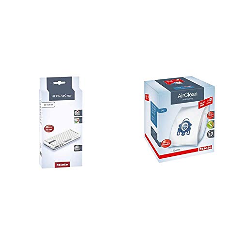 Miele HEPA AirClean SF-HA 50 & AirClean 3D XL-Pack GN Dust Vacuum Bag, White, 8 Count