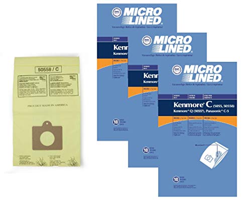 DVC Micro-Lined Paper Replacement Bags Type C, Q, 5055, 50557, 50558 Fit Kenmore Canister Models - 30 Bags
