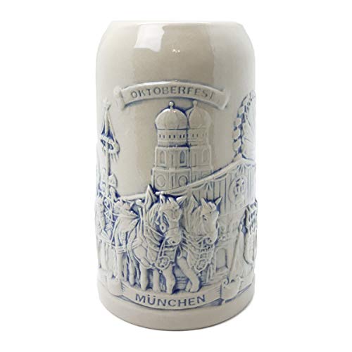 Essence of Europe Gifts E.H.G Beer Stein Munich Beer Wagon Stoneware Beer Mug by E.H.G | 1 Liter