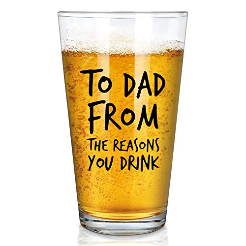 Gtmileo To Dad From the Reasons You Drink Beer Glass, Funny Dad Beer Pint Glass 15Oz for Dad, New Dad, Papa, Husband - Dad Gift for