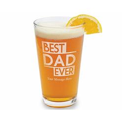 Custom-Engraved-Glasses-by-StockingFactory Personalized Best Dad Ever Custom Engraved 16oz Pub Glass with Your Personal Message Kids Father's Day from Son Daughter